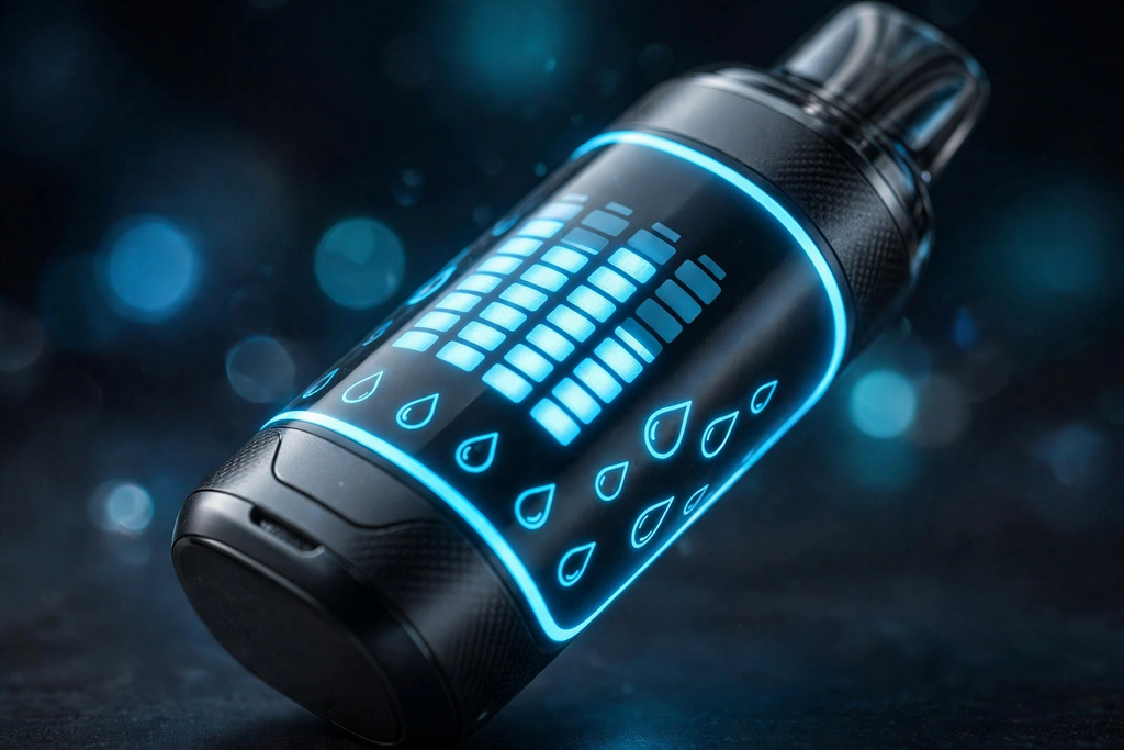 Close-up of Geek Bar Pulse X 3D curved LED display with Starlight UI indicators