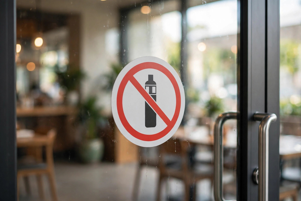No vaping allowed sign in an indoor public space under Alabama's expanded Clean Indoor Air Act
