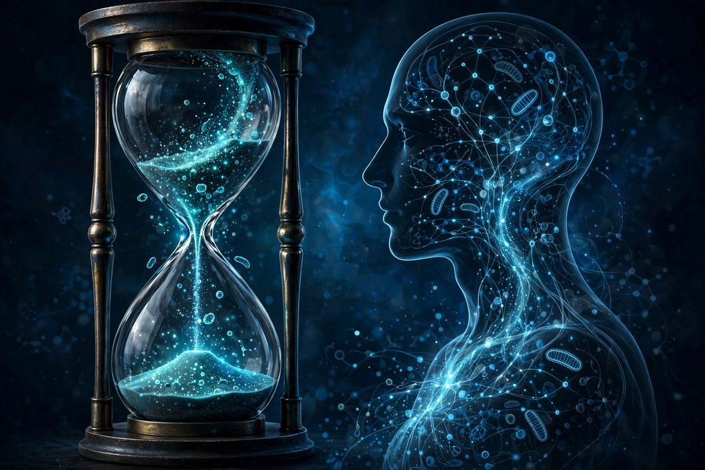 Hourglass with abstract human silhouette representing metabolism and nicotine clearance time