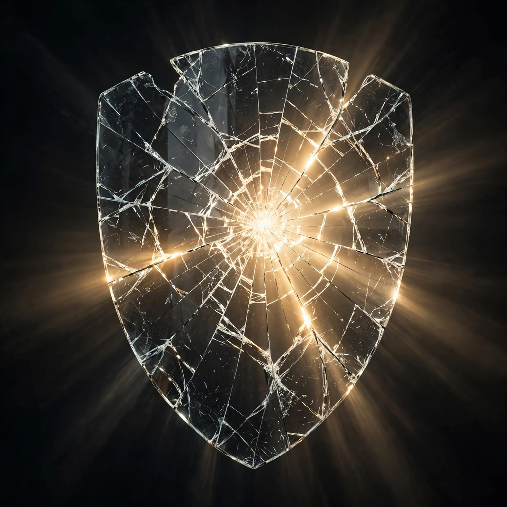 Cracked protective shield concept representing unknown long-term safety of nicotine analogs