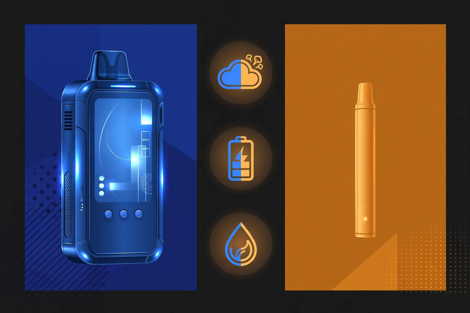 Head-to-head infographic comparing the Geek Bar Pulse X and Elf Bar BC5000 on puff count, battery, screen and flavor