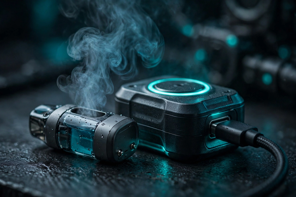  Foger Switch Pro 30K pod vaping detached while battery base charges with USB cable