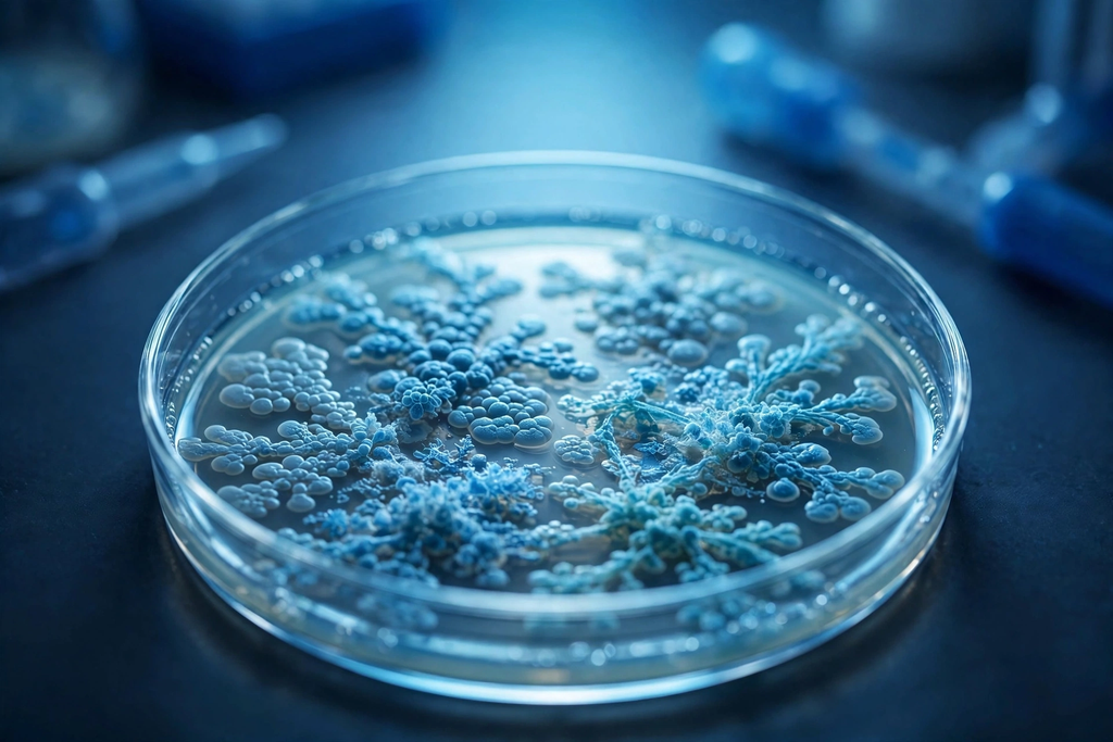Laboratory petri dish with cell cultures under microscope light, representing the UP Diliman VALT1 vaping study