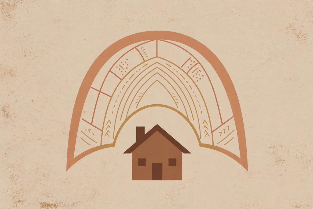 Illustration of a house protected by a shield, representing protecting children from secondhand smoke